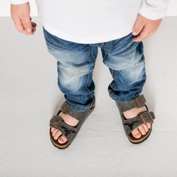Birkenstock Arizona Kids Wool Felt Gray Elk Sandals EU26 US K 8 Narrow 1007124 - Picture 7 of 8